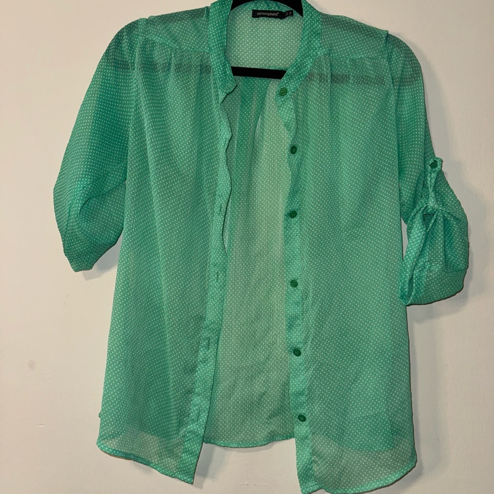Atmosphere Mint Polka Dot Blouse